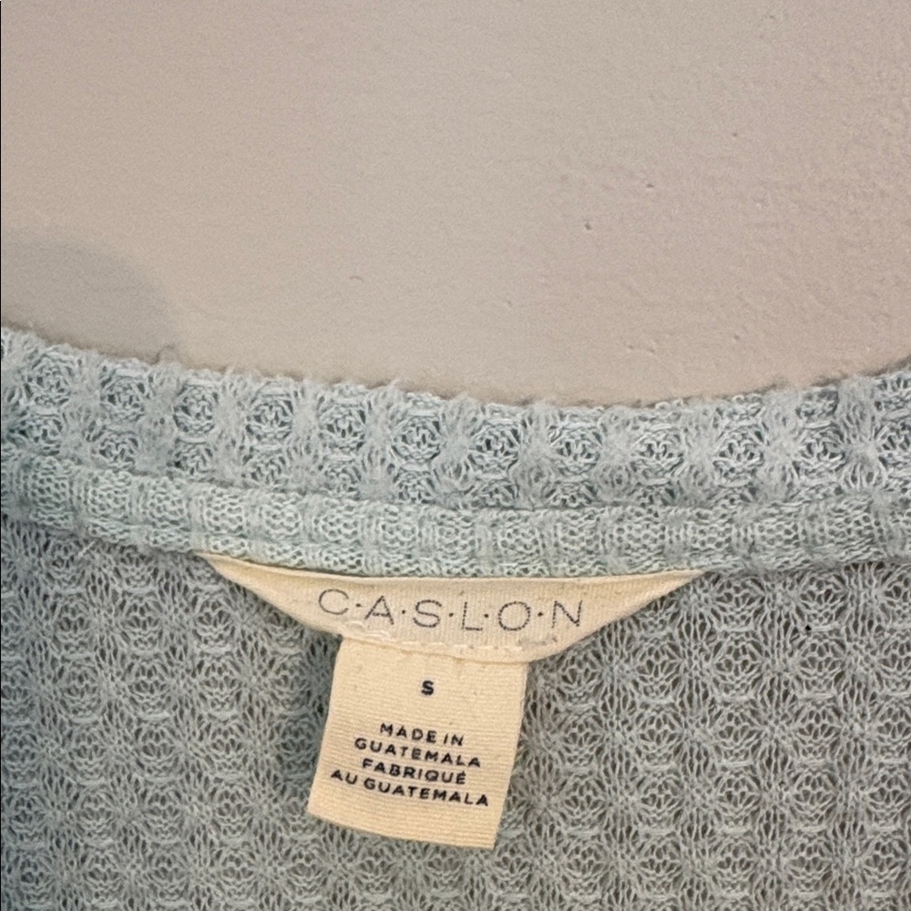 Caslon Sky Blue Waffle Knit Long Sleeve Top Size Small - Picture 2 of 5
